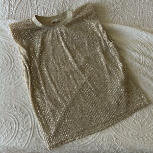 Gold Sequin Sleeveless Top